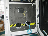 Interior door panel with applied Acoustiblok