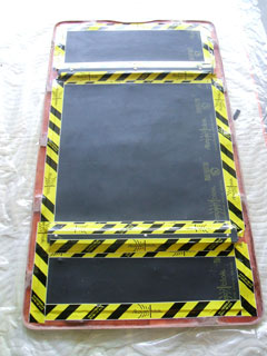 Boat fuel tank cover after adding Acoustiblok sound deadening material