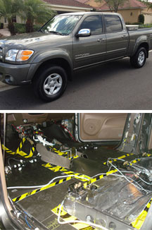 acoustiblok soundproofing material quiets road noise inside toyota tundra cab