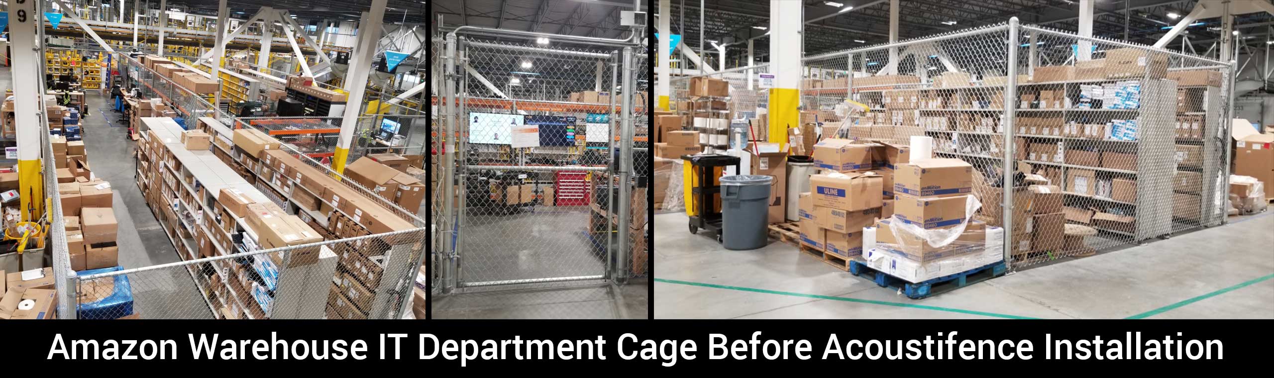 AmazonWarehouseCageBefore Distribution Center Noise Enclosure