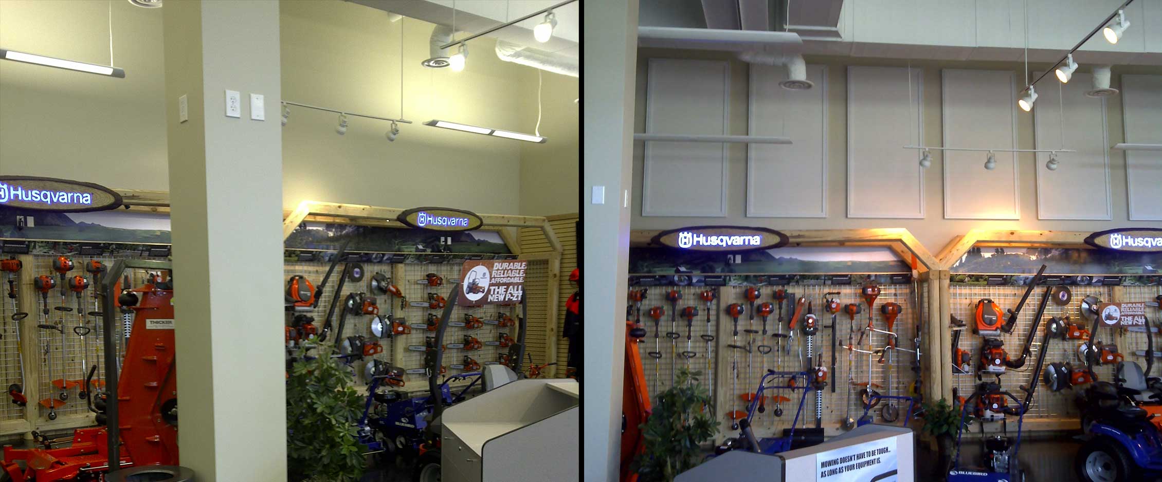 HusqvarnaShowroomView3Collage1 Soundproofing Husqvarna Showroom